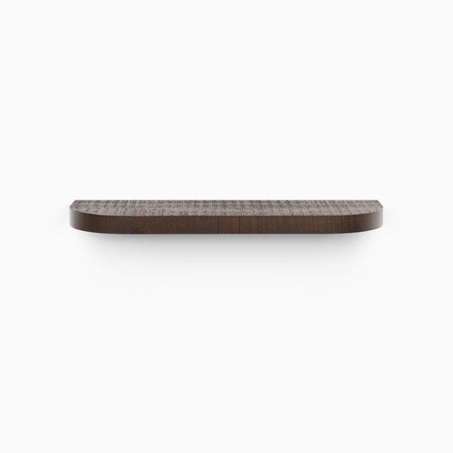 Aksel RADius Espresso Rustic Floating Shelf with smooth rounded edges in rich espresso wood finish by Shelfology