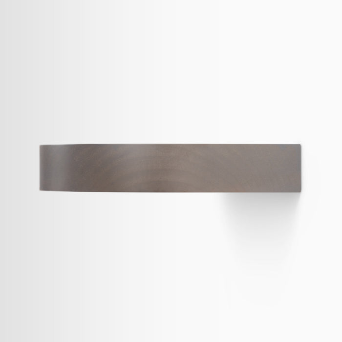 Aksel RADius Hatch Grey Floating Shelf showing smooth rounded edge and subtle alder hardwood grain by Shelfology