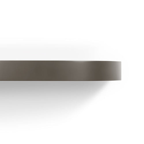 Aksel RADius Tungsten Floating Shelf side profile highlighting smooth round corners and sleek tungsten finish by Shelfology