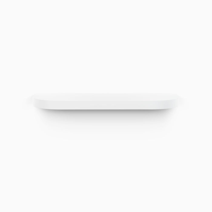 Aksel RADius White Floating Shelf with smooth rounded edges and minimalist design for modern wall organization by Shelfology
