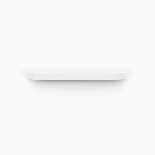 Aksel RADius White Floating Shelf with smooth rounded edges and minimalist design for modern wall organization by Shelfology