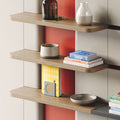 Aksel RADius White Oak Floating Shelf set with smooth rounded corners displaying decor and books in a modern room