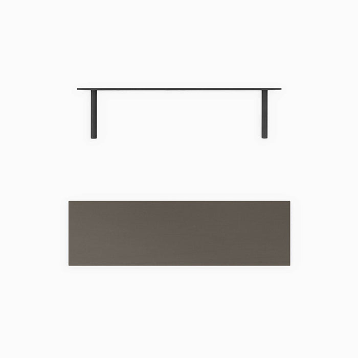 Aksel Tungsten Floating Shelf in dark metal with minimalist black floating shelf brackets for sleek wall display and organization.