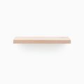 Aksel Unfinished Alder Floating Shelf showcasing minimalist wood floating shelf design by Shelfology for wall display and organization.
