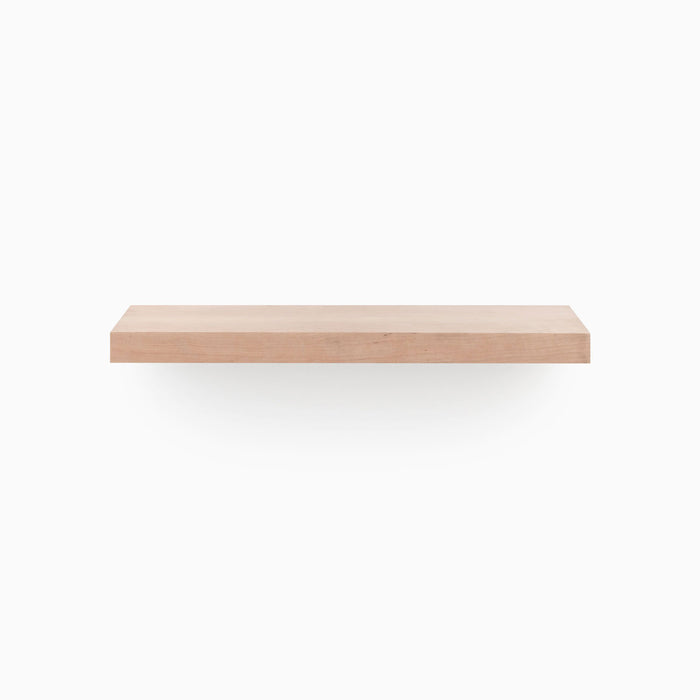 Aksel Unfinished Cherry Floating Shelf with clean minimalist design, perfect for functional wall storage and display.