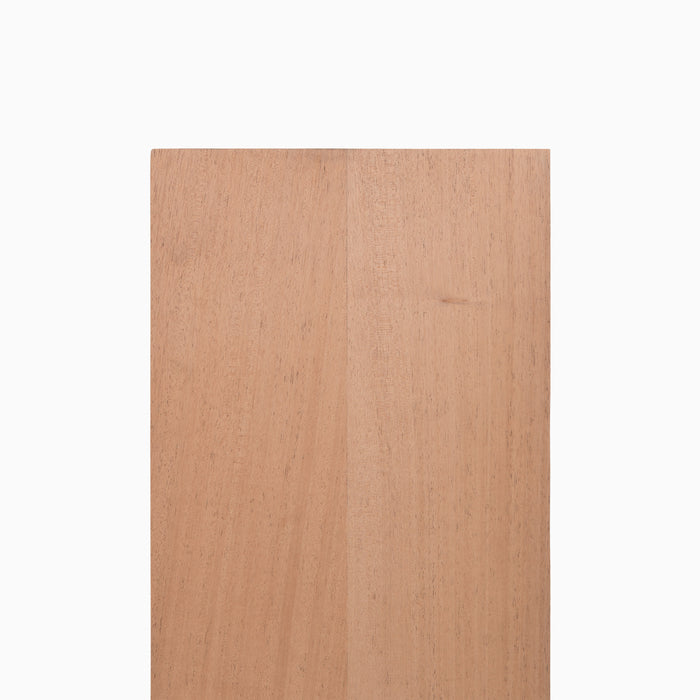 Aksel Unfinished Mahogany Floating wood shelf showcasing smooth grain and minimalist design for wall display and organization.