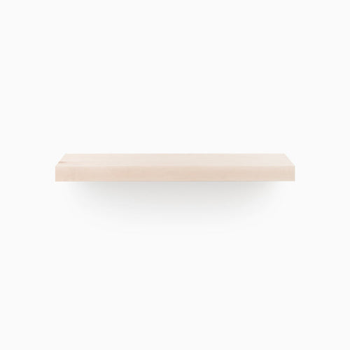 A simple minimalist Aksel Unfinished Maple Floating Shelf wall-mounted for elegant and functional wall display and organization