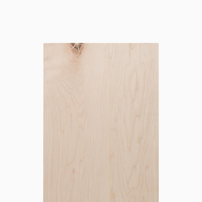 A close-up of the natural wood grain on the Aksel Unfinished Maple Floating Shelf by Shelfology