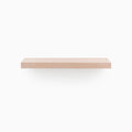 A minimalist Aksel Unfinished White Oak Floating Shelf designed for functional wall display and organization by Shelfology.