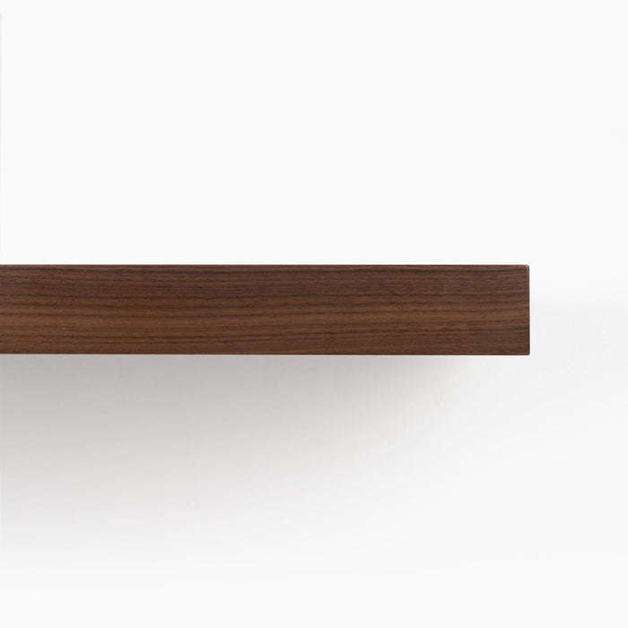 Aksel Walnut Floating Shelf displaying minimalist, durable wood floating shelf for elegant wall shelf organization by Shelfology