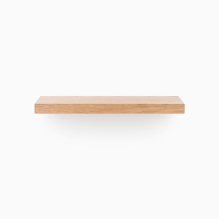 Aksel White Oak Floating Shelf in premium grade white oak with minimalist design for versatile wall display by Shelfology