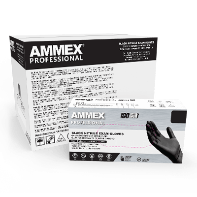 AMMEX Professional Black Nitrile PF Exam SM Gloves