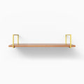 Bart Cherry Wall Shelf with warm cherry wood and sleek brass metal floating shelf brackets for refined wall organization