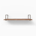 Bart Nutmeg Wall Shelf with smooth nutmeg wood and minimalist dark metal floating shelf brackets for contemporary display