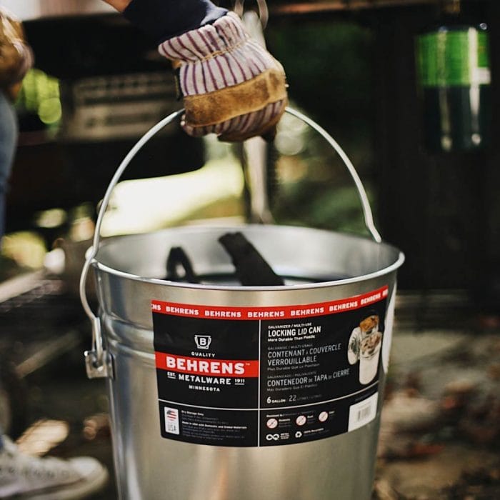 Behrens 6 Gallon Galvanized Steel Locking Lid Trash Can with Lid