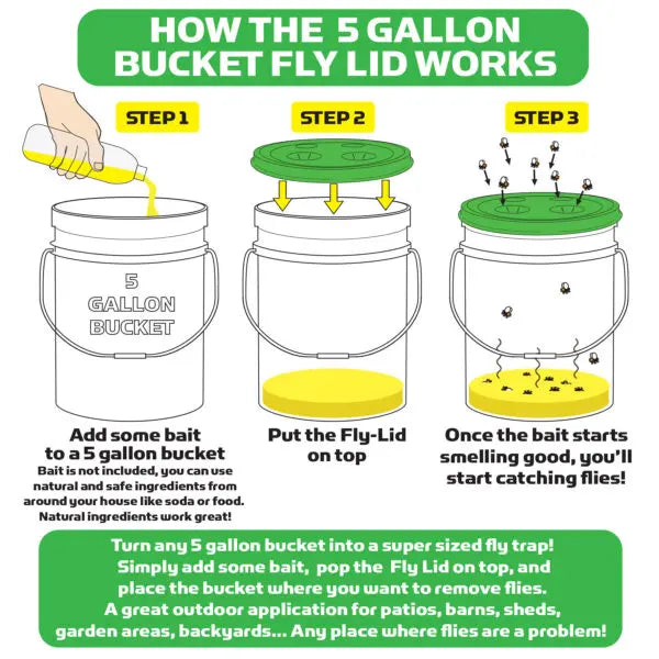 Billy Bob Products Bucket Fly Lid – Turn any 5 gallon bucket into a Fly Trap