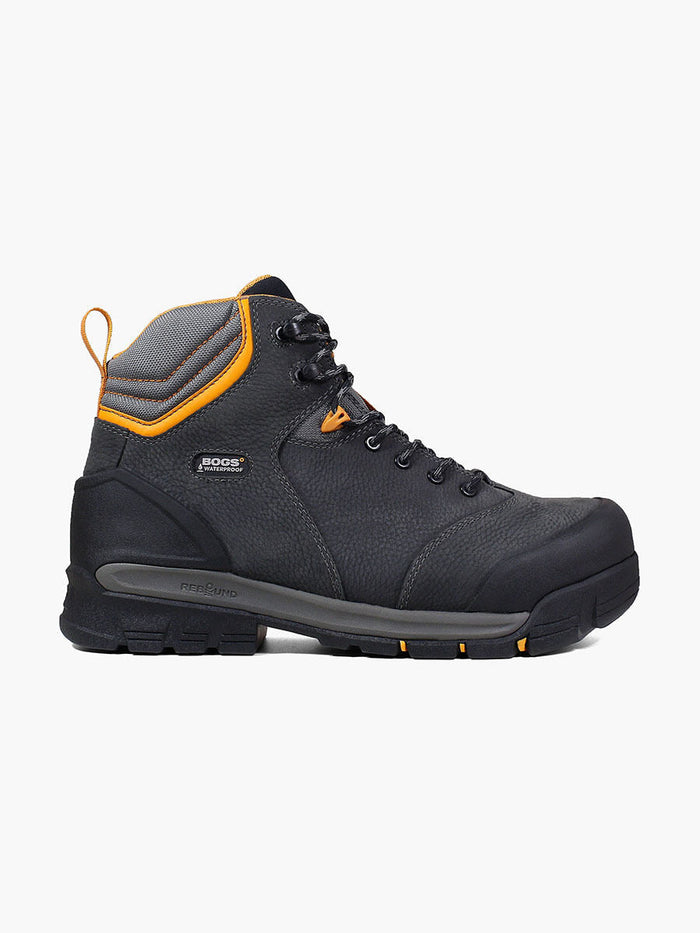 BOGS Men's Black Bedrock 6" Comp Toe Waterproof Work Boots