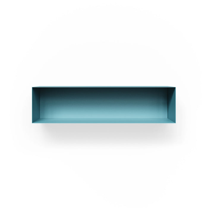 Brently Box Shelf in steely blue steel, offering minimalist, wall-mounted storage that elevates everyday organization with clean lines and durable design.