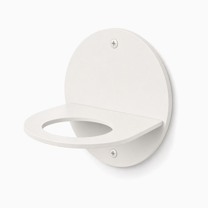 Change Up Baseball Display Shelf in matte white steel featuring a minimalist circular design with a secure wall mount for stylish ball display and organization.