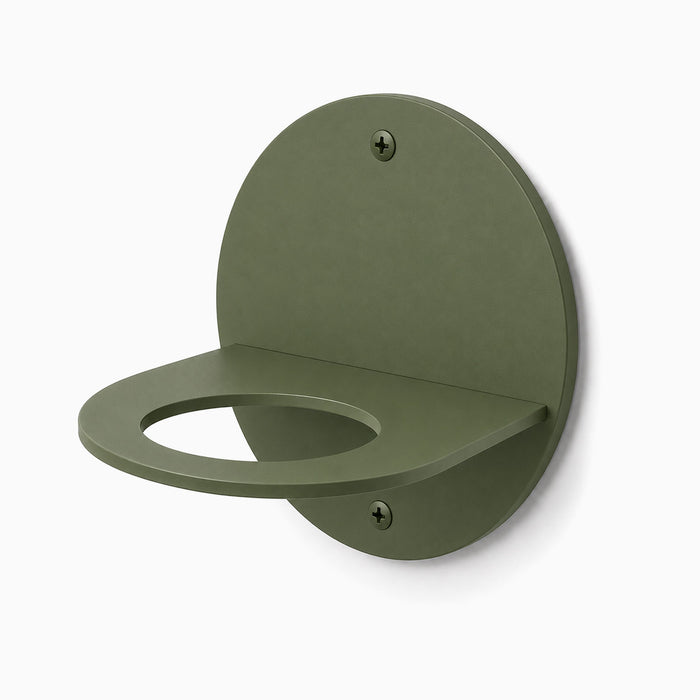 Change Up Baseball Display Shelf in muted army green steel featuring a clean circular backplate and open ring ledge for displaying prized baseballs with minimalist style.