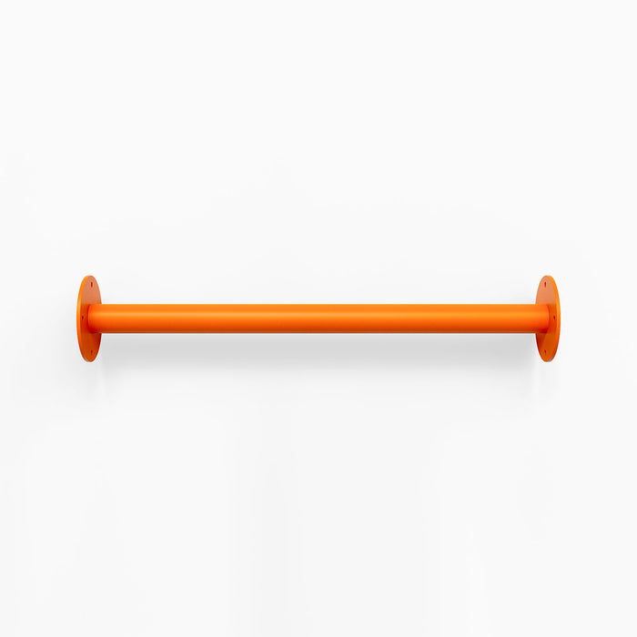 Russel Wall Ladder in bright orange steel featuring clean tubular design for minimalist wall hooks and display support