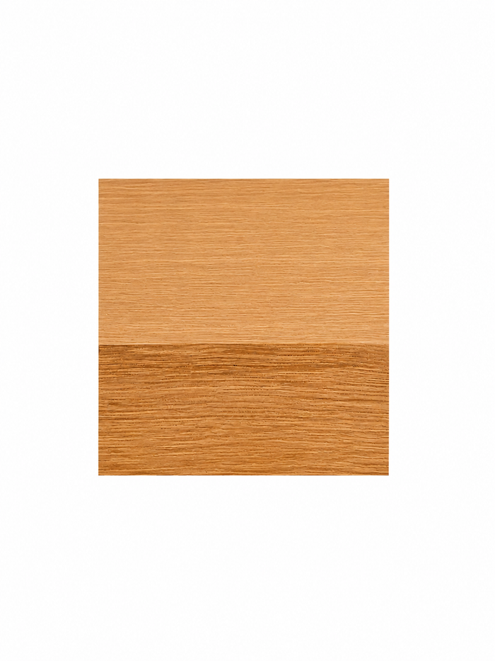 Clearance — Aksel Clear White Oak Floating Shelf — 33" Length x 8" Depth x 1.5" Thick showcasing natural solid hardwood with a warm, minimalist wood grain perfect for stylish wall shelves and display ledges.
