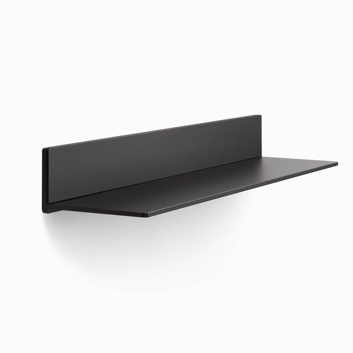 Clearance — Black Tromso FM3 Steel Floating Shelf — 20" length x 12" depth in matte black steel featuring a minimalist, durable design ideal for versatile wall display and organization.