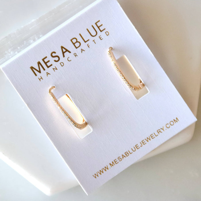 CZ Bar Oval Hoop Earrings