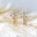 CZ Cross Stud Earrings