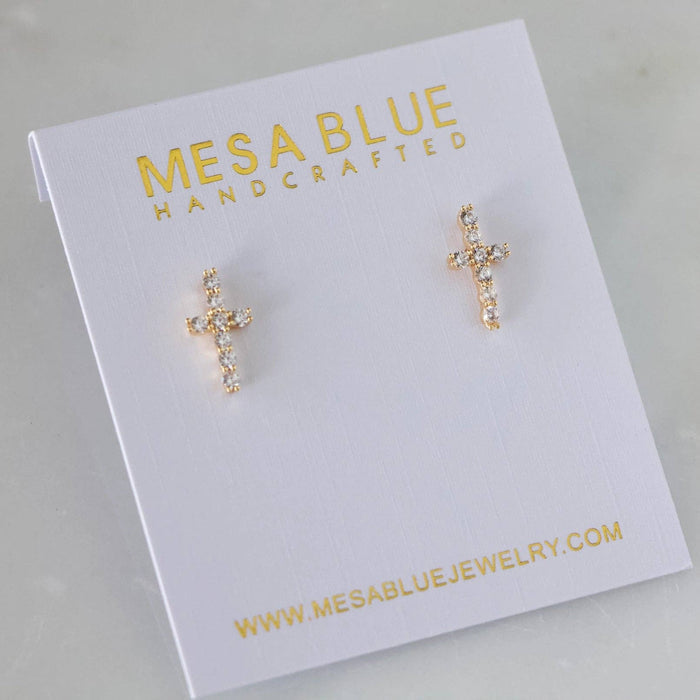 CZ Cross Stud Earrings