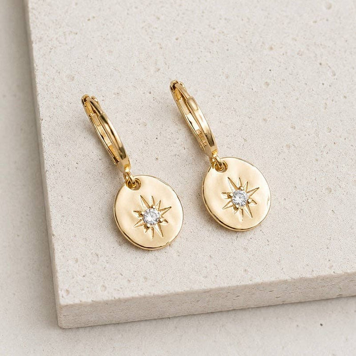 CZ Oval Star Huggie Hoop Earrings