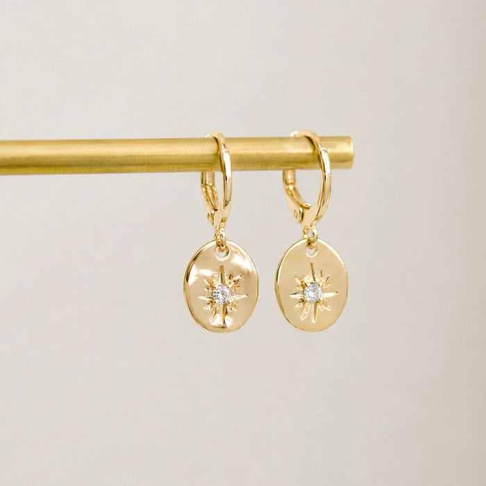 CZ Oval Star Huggie Hoop Earrings