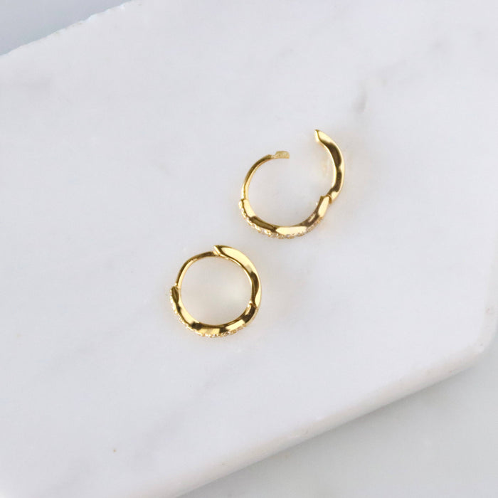 CZ Wavey Hoop Earrings - Hypoallergenic