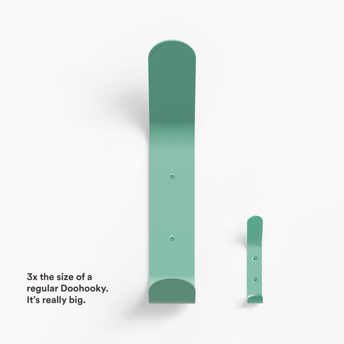 Doohooky El Maximo Wall Hook in muted green steel shown at three times larger size for heavy-duty wall organization