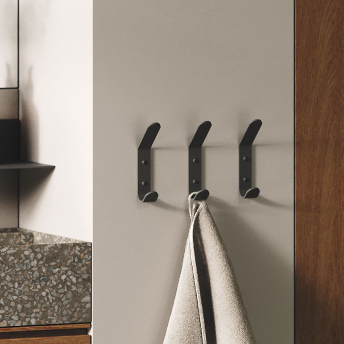 Doohooky Wall Hook in matte black steel minimalist wall hook for entryway organization and functional decor display