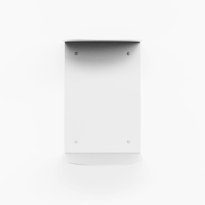 Double Rainbow Metal Wall Shelf in matte white steel for a minimalist mixed-material floating display and storage solution