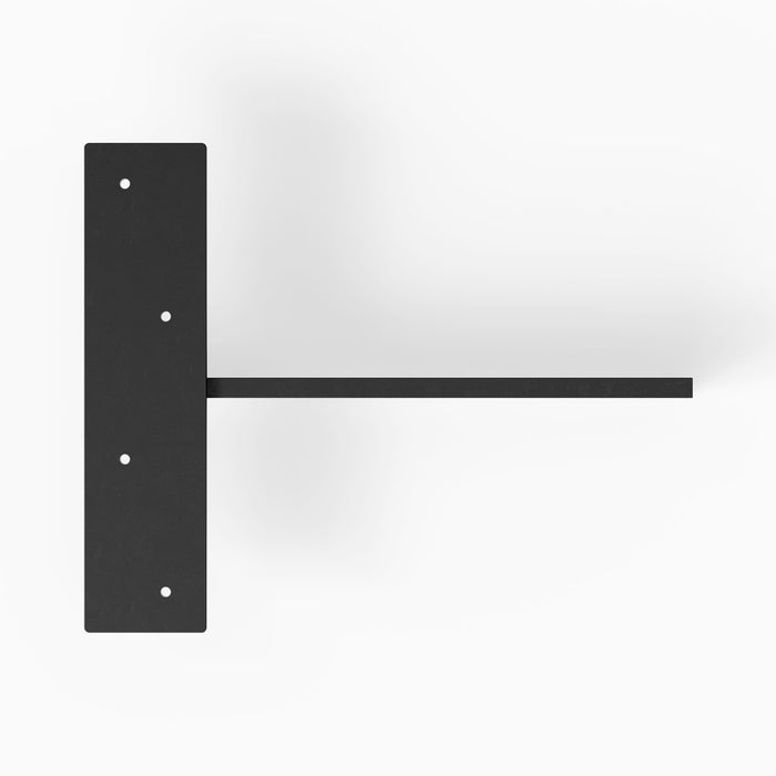 Drake Slimline Countertop Bracket (Black Primer) in minimalist black for sleek metal floating shelf and countertop support hardware