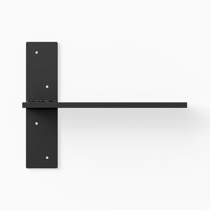 Drake Slimline Countertop Bracket (Black Primer) in black primer metal for clean minimalist floating shelf hardware