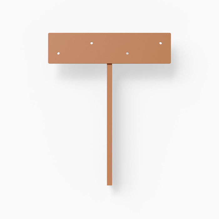 Drake Slimline Countertop Bracket (Powder Coated) in rust color designed for durable floating shelf hardware and wall display solutions