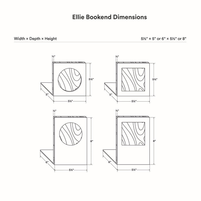 Ellie Square Bookends (Set of Two) with wood and steel mixed-material design for functional and stylish shelf display organization