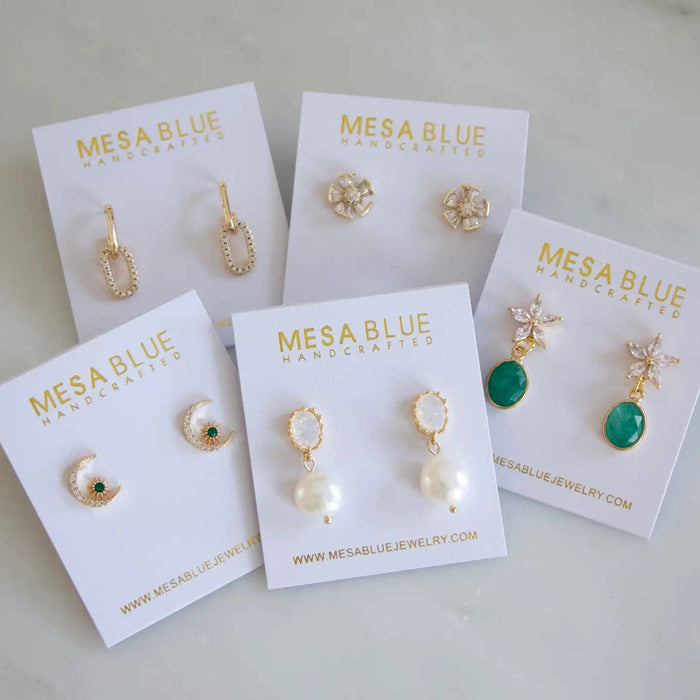 Emerald Green Moon and Star Earrings