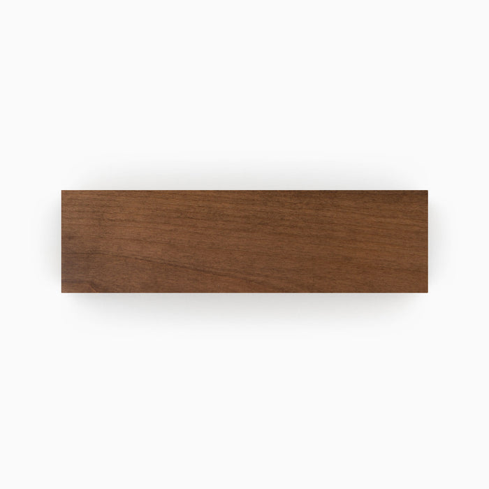 Espresso Wood Slab in solid hardwood with a smooth, rich chocolate finish, custom-cut for streamlined floating shelves and elegant display ledges.