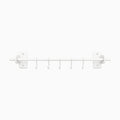 White minimalist Etta Utensil Rack with six hooks designed for organizing kitchen tools, crafted for durability and functional wall storage.