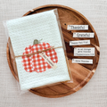Fall Fabric Appliqué Dish Towel - Orange Gingham Pumpkin - 3 Styles