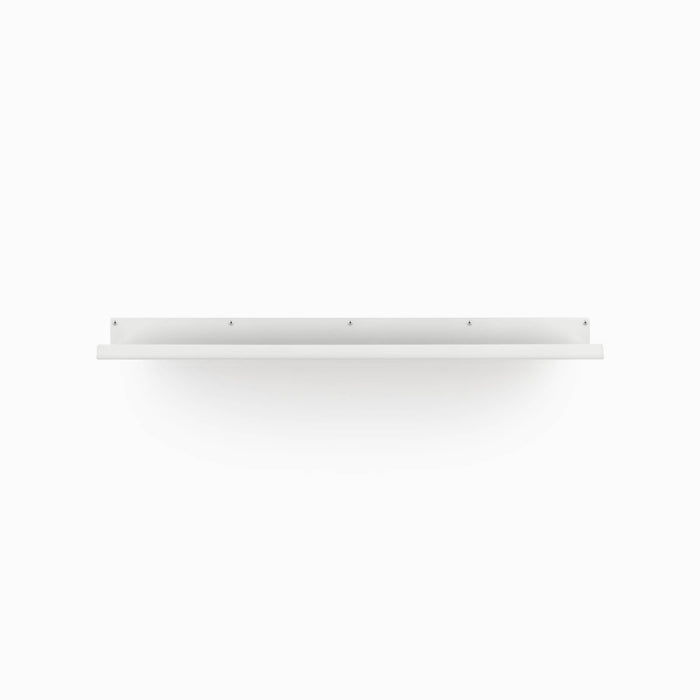 Fat Lippie Picture Ledge (7" Depth) in matte white steel floating shelf for sleek wall display and organization