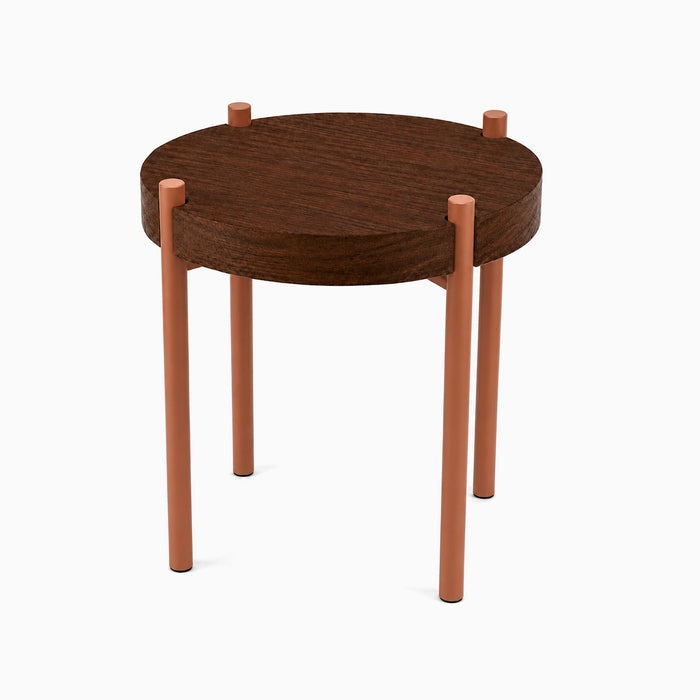 Fern Plant Stand (Walnut) featuring a minimalist walnut wood top with sturdy rust-resistant steel legs, ideal for stylish and functional plant display.