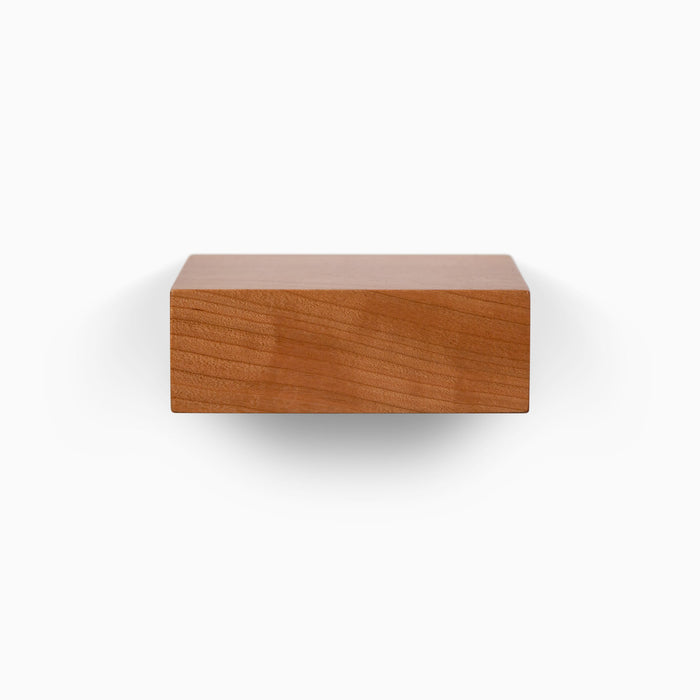 Small square floating wall shelf in solid cherry