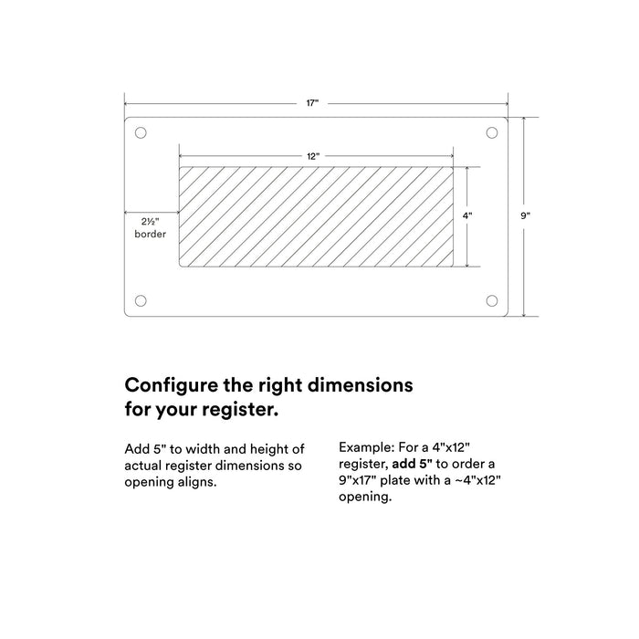 Felix Vent Cover diagram showing a configurable vent opening and border alignment for precise installation