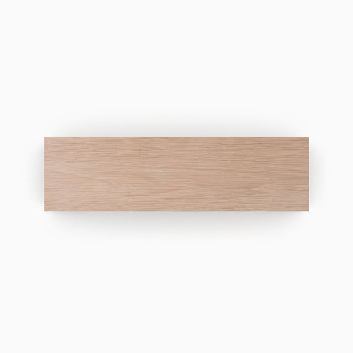 Glazed White Oak Wood Slab in solid hardwood with a smooth glazed finish, custom-cut for creating precise floating shelves and versatile display ledges.