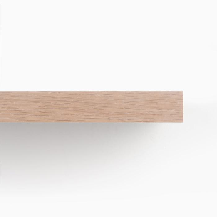 Glazed White Oak Wood Slab in solid hardwood with a smooth light finish, custom-cut for precise floating shelves and elegant display ledges.